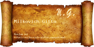 Milkovich Gitta névjegykártya